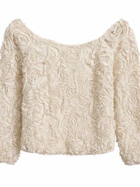 American Apparel Rosette Textured Blouse | One Size | 3D Floral Statement Top